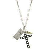 Mi Amore Cross Charm Adjustable Statement-Necklace Silver-Tone & Black