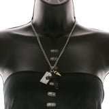 Mi Amore Cross Charm Adjustable Statement-Necklace Silver-Tone & Black