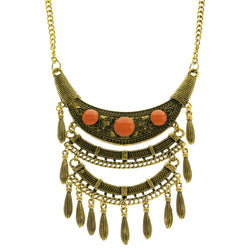 Mi Amore Adjustable Fashion-Necklace Gold-Tone/Orange