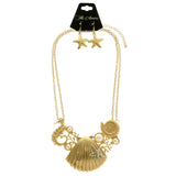 Mi Amore Starfish Seahorse Shell Necklace-Earring-Set Gold-Tone & Silver-Tone