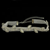 Mi Amore Vine Adjustable Choker-Necklace Silver-Tone & White