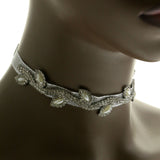 Mi Amore Vine Adjustable Choker-Necklace Silver-Tone & White