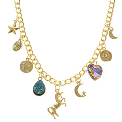 Mi Amore Unicorn Heart Adjustable Fashion-Necklace Multicolor & Gold-Tone