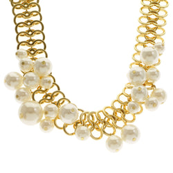 Mi Amore Adjustable Collar-Necklace Gold-Tone/White
