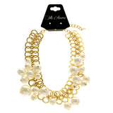 Mi Amore Adjustable Collar-Necklace Gold-Tone/White