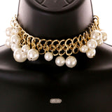 Mi Amore Adjustable Collar-Necklace Gold-Tone/White