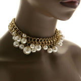 Mi Amore Adjustable Collar-Necklace Gold-Tone/White