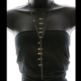 Mi Amore Dark Silver Tassel Fashion-Necklace Silver-Tone & Black