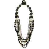 Mi Amore Adjustable Long-Necklace Black/Gold-Tone