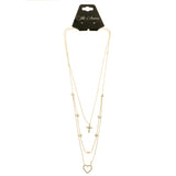 Mi Amore Heart Cross Layered-Necklace Gold-Tone