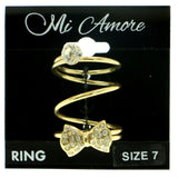 Mi Amore Bow Sized-Ring Gold-Tone Size 7.00