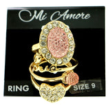 Mi Amore Heart Love Multiple-Ring-Set Gold-Tone & Pink Size 9.00