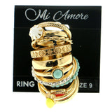 Mi Amore Set of 11 Multiple-Ring-Set Gold-Tone/Multicolor Size 9.00