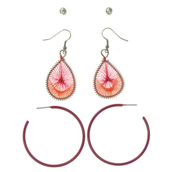 Mi Amore Multiple-Earrings-Set Pink/Orange