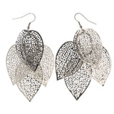 Mi Amore Leaf Chandelier-Earrings Silver-Tone