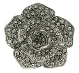 Silver-Tone Flower Shaped Stretch Ring with Rhinestone Accents WHBMSR1